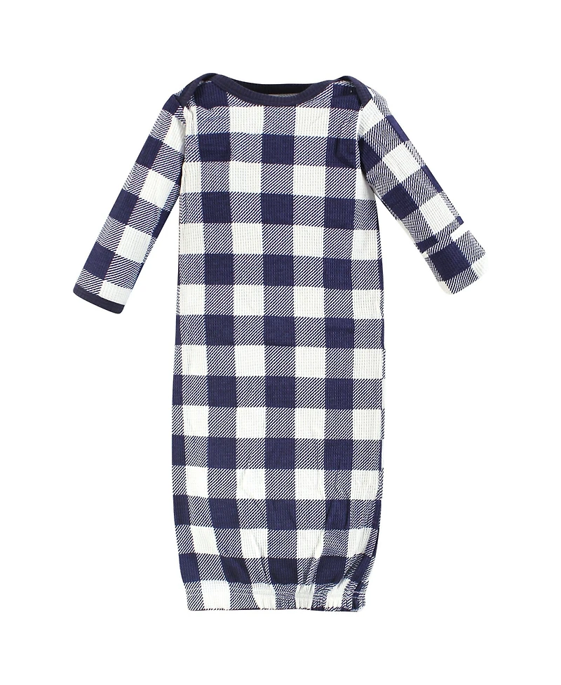 Hudson Baby Boys Thermal Gown 3pk, Sage Dinosaur, Newborn