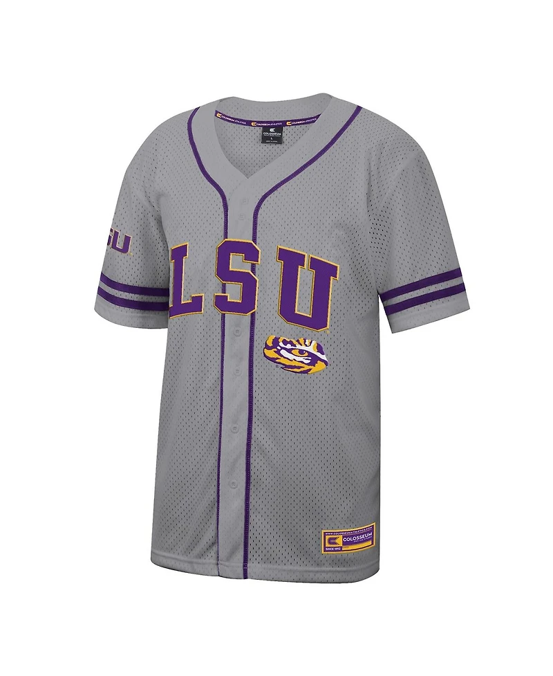 Colosseum Men's Gray Lsu Tigers Free Spirited Baseball Jersey