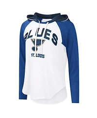 G-iii 4Her by Carl Banks Women's White St. Louis Blues Vip Raglan Long Sleeve Hoodie T-Shirt