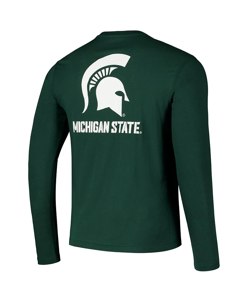 Colosseum Men's Green Michigan State Spartans Logo Lockup 3-Hit Active Blend Long Sleeve T-Shirt