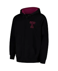 Colosseum Men's Black Temple Owls Arch Logo 3.0 Full-Zip Hoodie