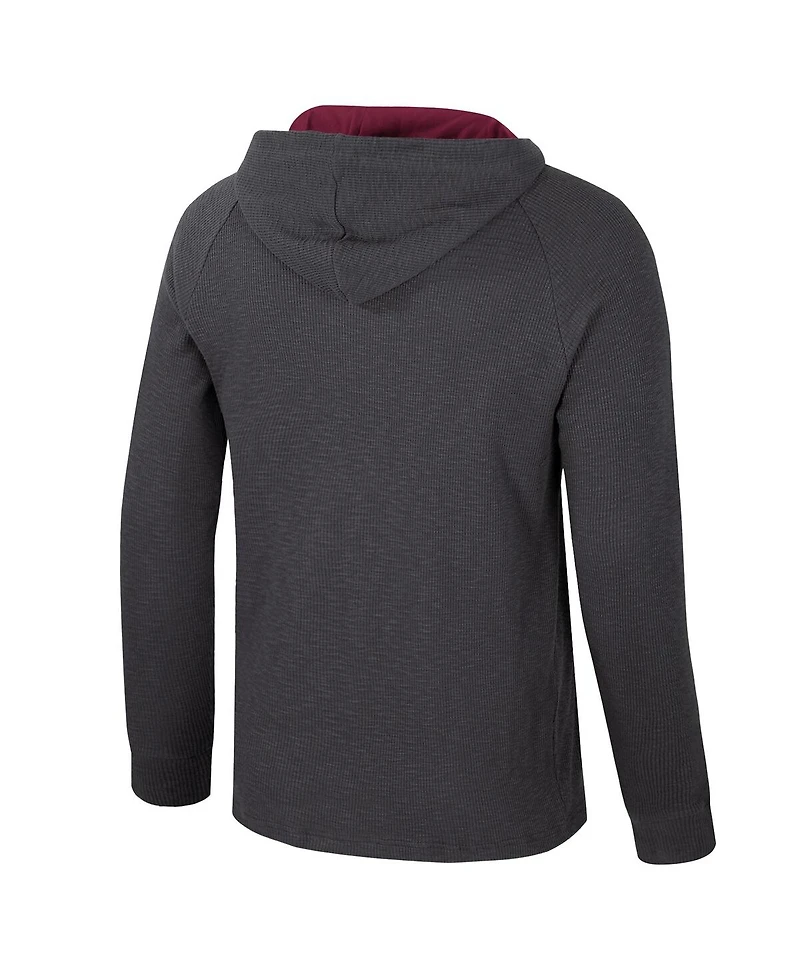 Colosseum Men's Charcoal Florida State Seminoles DuJour Raglan Long Sleeve Henley Hoodie T-Shirt
