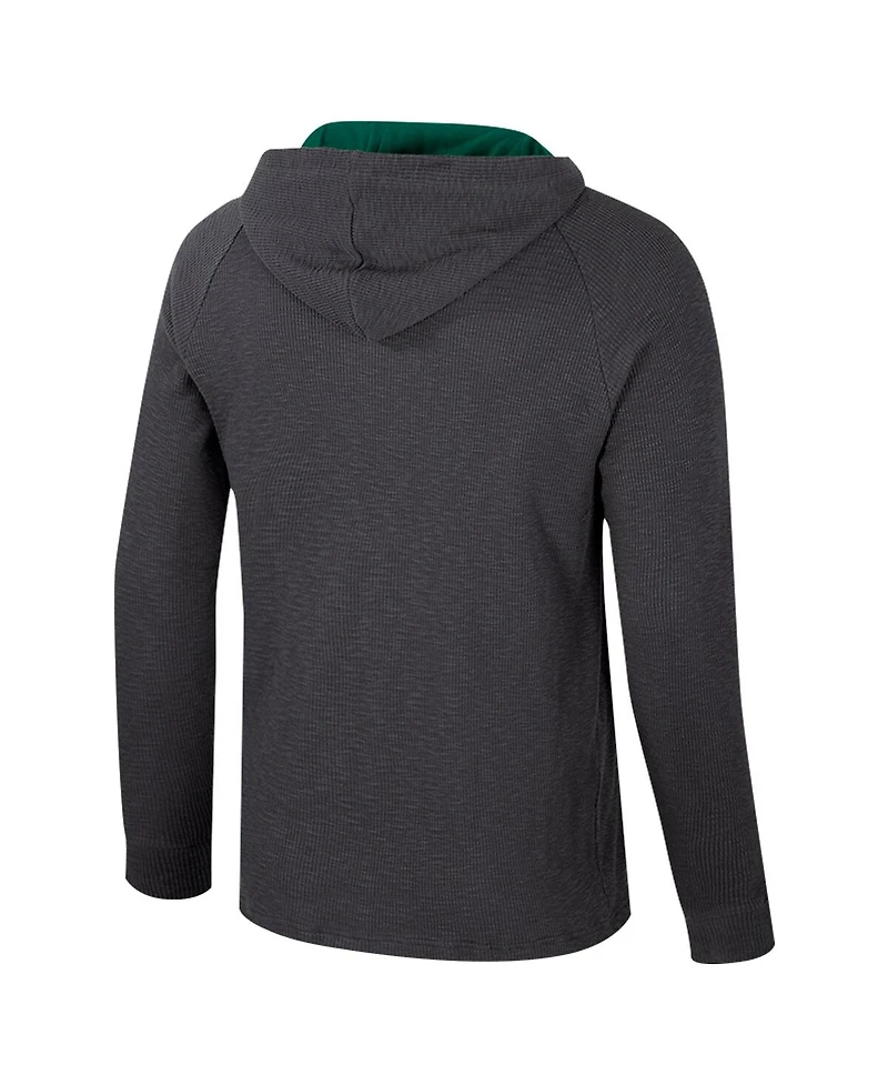 Colosseum Men's Charcoal Michigan State Spartans DuJour Raglan Long Sleeve Henley Hoodie T-Shirt
