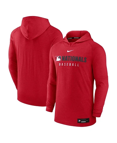 Nike Men's Heather Red Washington Nationals Authentic Collection Tri-Blend Performance Pullover Hoodie