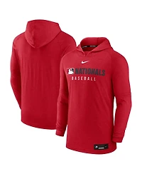 Nike Men's Heather Red Washington Nationals Authentic Collection Tri-Blend Performance Pullover Hoodie
