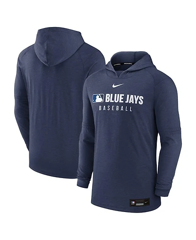 Nike Men's Heather Navy Toronto Blue Jays Authentic Collection Tri-Blend Performance Pullover Hoodie