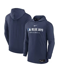 Nike Men's Heather Navy Toronto Blue Jays Authentic Collection Tri-Blend Performance Pullover Hoodie