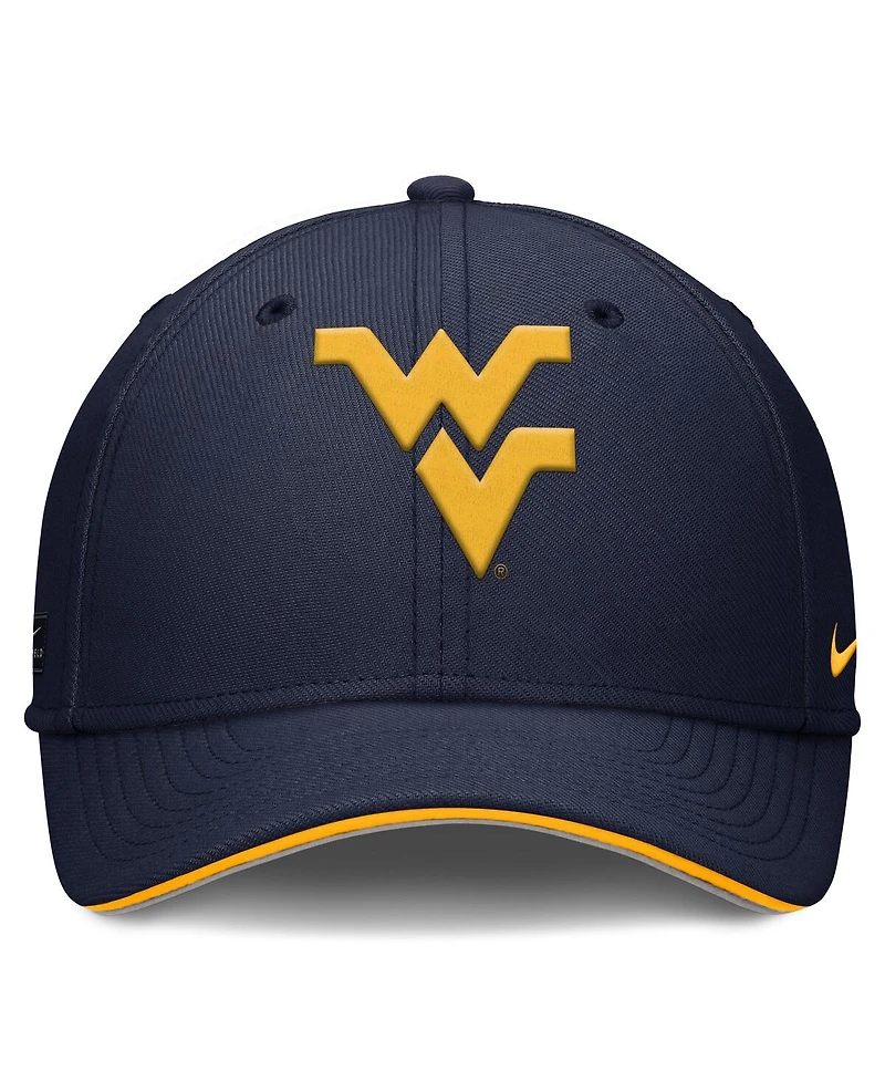 Nike Men's Navy West Virginia Mountaineers 2025 Dugout Coaches Rise Swoosh Performance Flex Hat