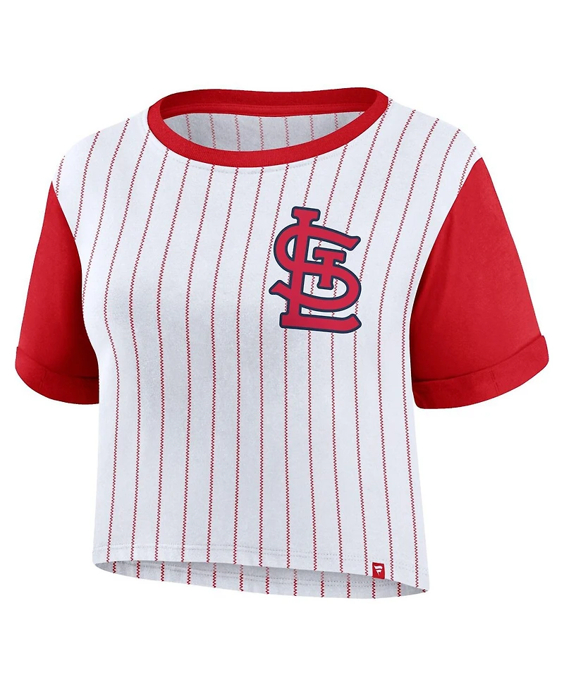 Fanatics Women's White/Red St. Louis Cardinals Large Logo Cropped T-Shirt