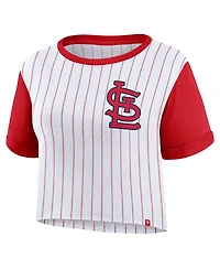 Fanatics Women's White/Red St. Louis Cardinals Large Logo Cropped T-Shirt