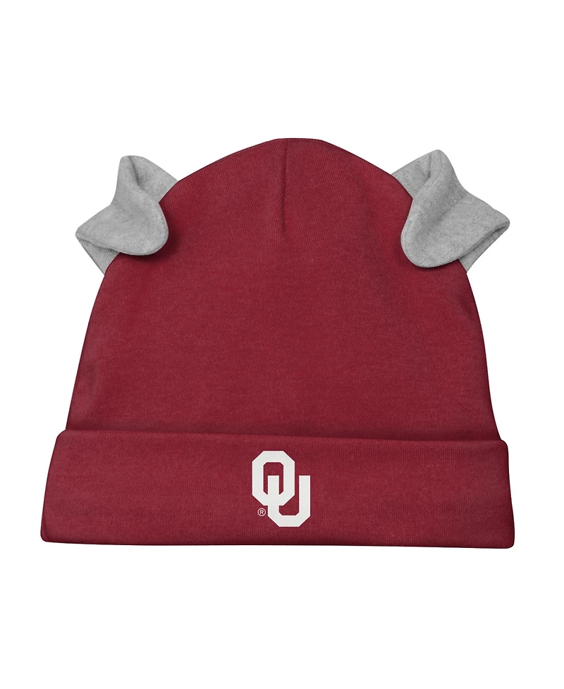 Outerstuff Baby Boys and Girls 3-Piece Crimson/White Oklahoma Sooners Dream Team Raglan Long Sleeve Bodysuit, Hat Pants Set