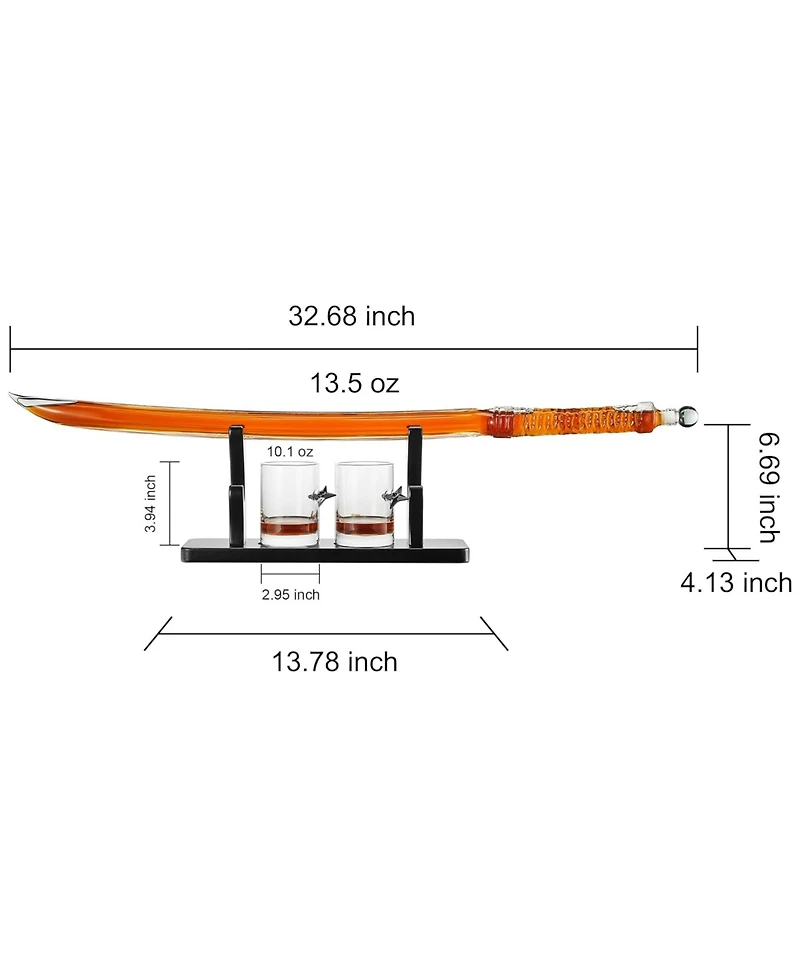 The Wine Savant Samurai Sword Large Whiskey and Wine Decanter Set