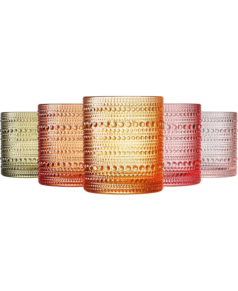 The Wine Savant Khen Vintage Hobnail Lowball Tumbler, Set of 5