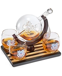The Wine Savant U.s. Coast Guard Globe Whiskey Decanter Set
