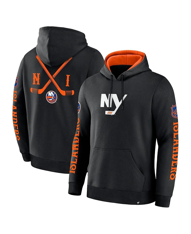 Fanatics Men's Black New York Islanders Big City Legacy Fleece Pullover Hoodie