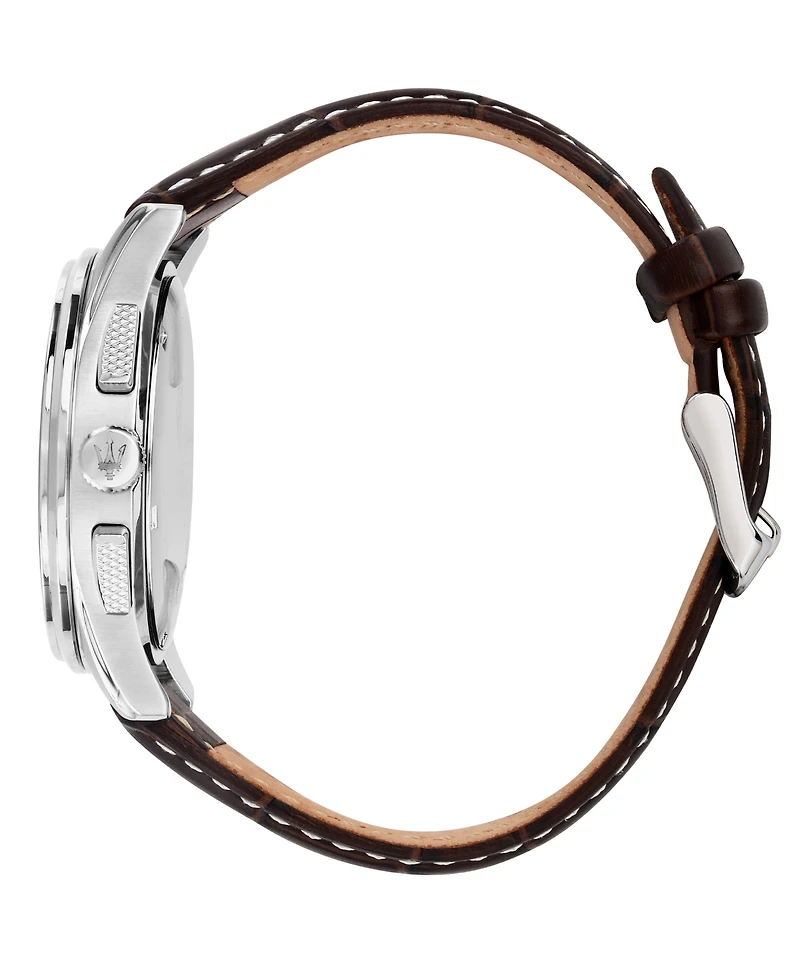 Maserati Men's Chronograph Brown Leather Watch, 42mm