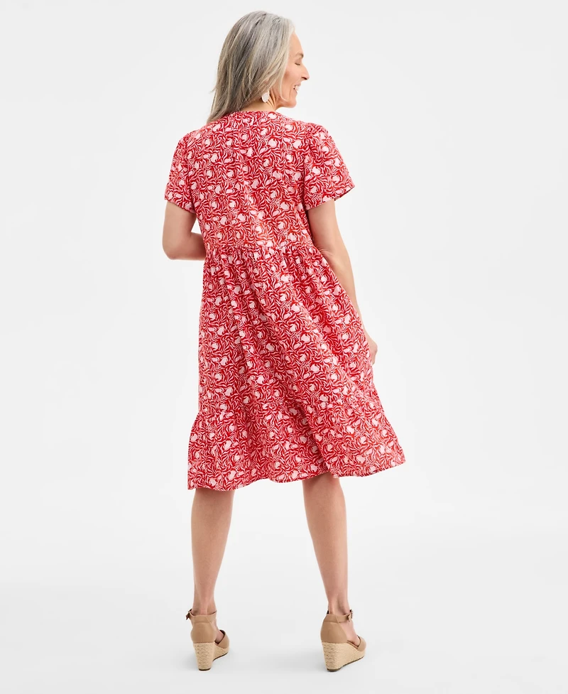 Style & Co Women's Printed Cotton Gauze V-Neck Midi Dress, Exclusively at Macy's