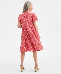 Style & Co Women's Printed Cotton Gauze V-Neck Midi Dress, Exclusively at Macy's