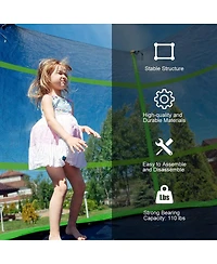 55" Trampoline for Kids, Children Trampoline w/Safety Enclosure Net & Spring Pad & Bulit-in Zipper Sturdy Steel Frame, Mini Outdoor Indoor Trampoline