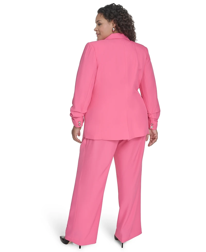Calvin Klein Plus One-Button Ruched-Sleeve Jacket