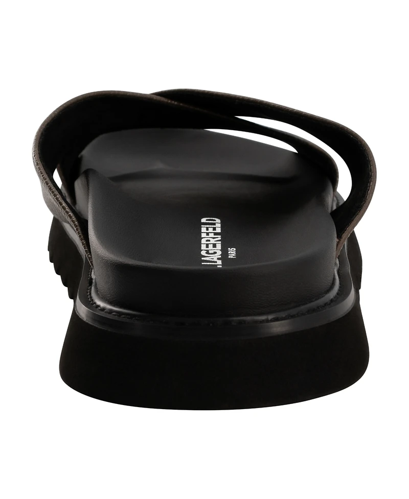 Karl Lagerfeld Paris Men's Tumbled Leather Criss Cross Sandal