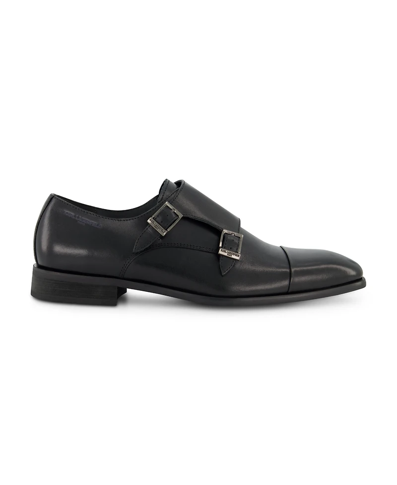 Karl Lagerfeld Paris Men's Double Monk Cap Toe Dress Shoe