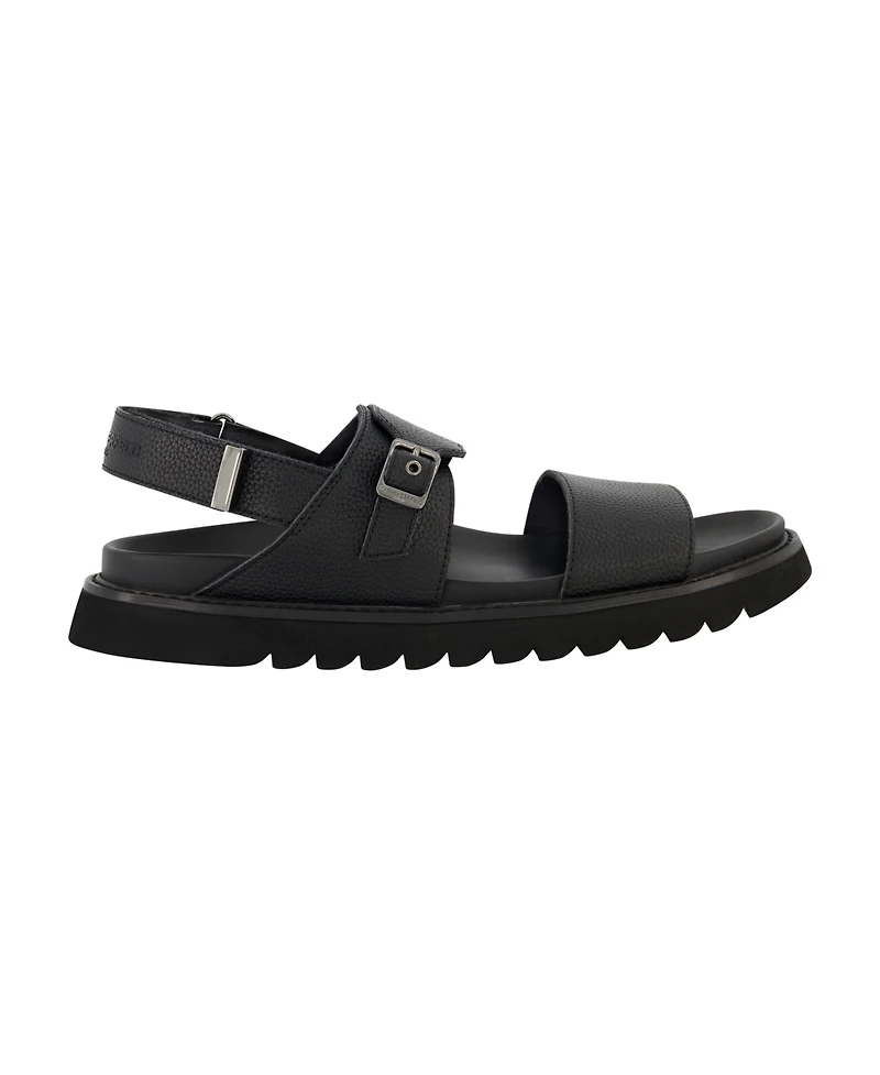 Karl Lagerfeld Paris Men's Tumbled Leather Fisherman Sandal