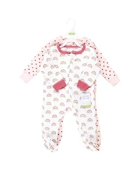 Hudson Baby Girls Thermal Zipper Sleep and Play 2pk