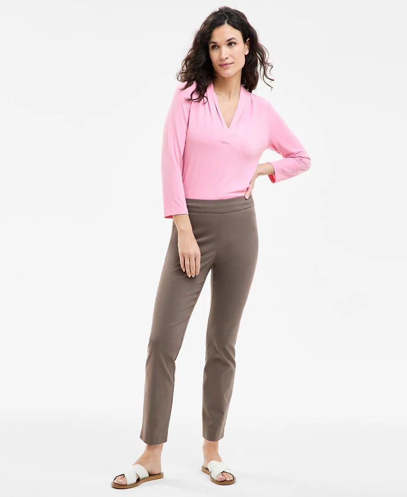 Jm Collection Women's Tummy-Control Cambridge Slim-Leg Pull-On Pants