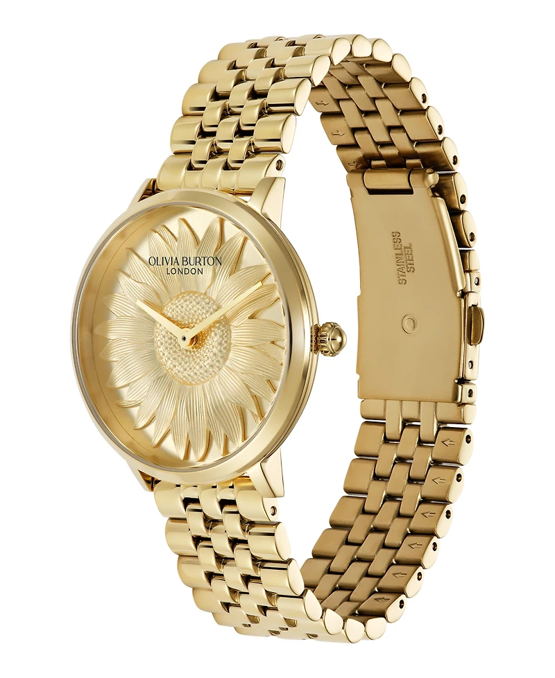 Olivia Burton Women's Sunflower Gold Tone Stainless Steel Bracelet Watch, 35mm