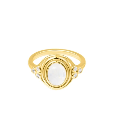 Adornia Fine Moonstone Ring with Side Stones 14k gold vermeil
