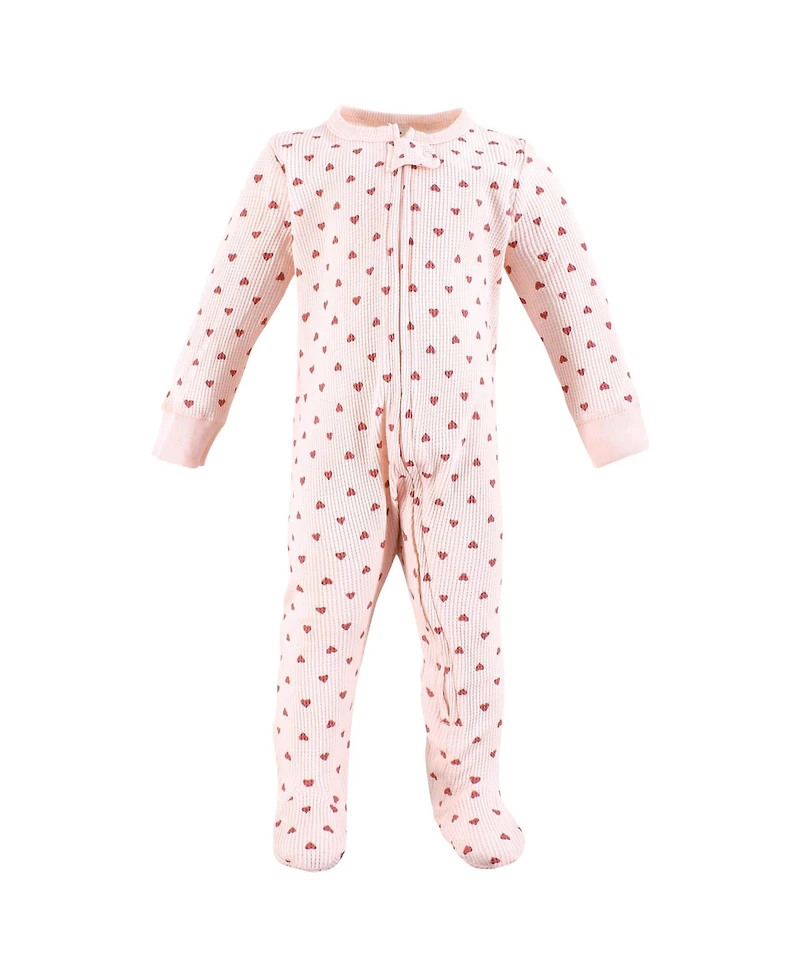 Hudson Baby Girls Thermal Zipper Sleep and Play 2pk