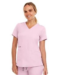 Medichic Plus Ruth 3-Pocket Multi Stitch V-Neck Scrub Top, Pewter, 3X Large