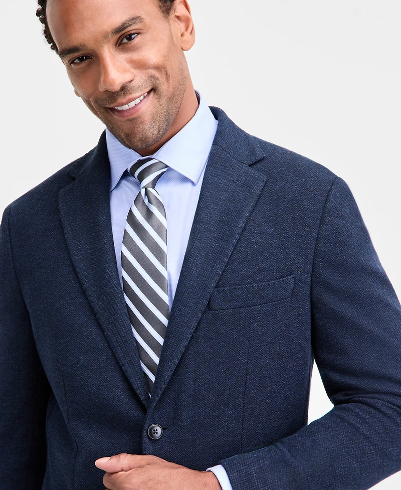 Michael Kors Men's Classic-Fit Stretch Midnight Herringbone Knit Sport Coat