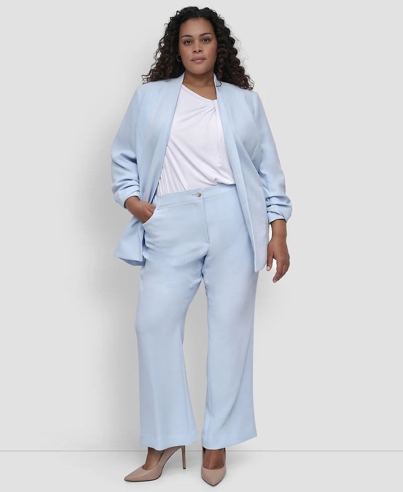 Dkny Plus Ruched-Sleeve Open-Front Blazer
