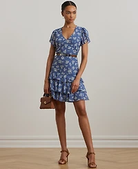 Lauren Ralph Women's Floral Georgette Drop-Waist Dress