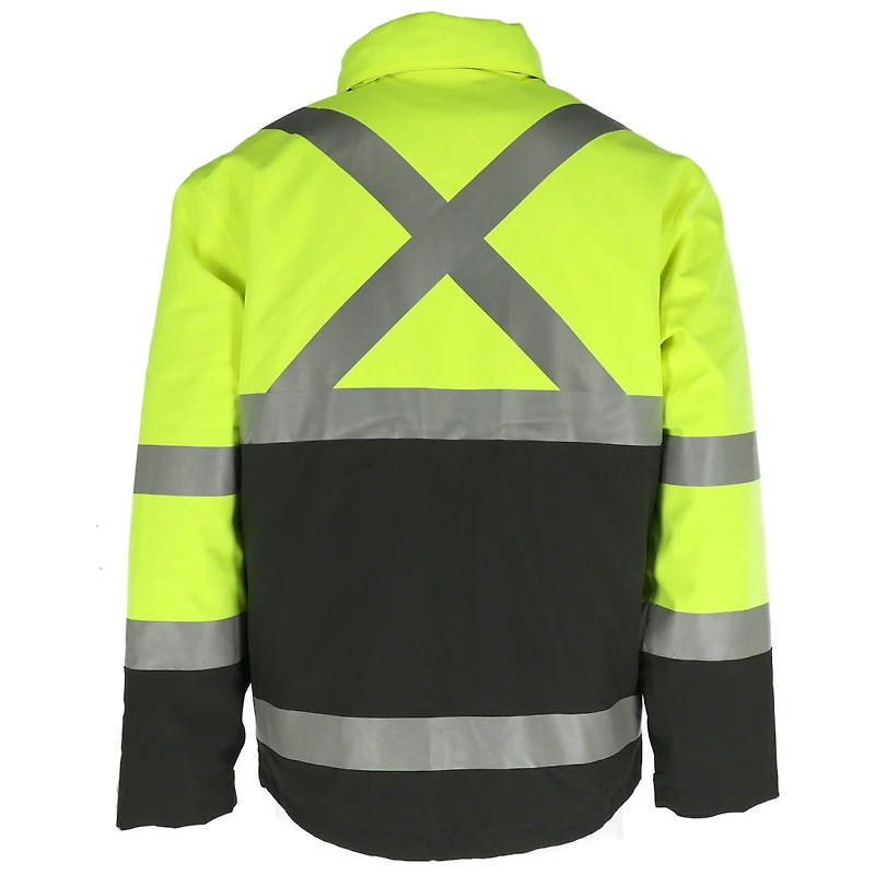 RefrigiWear Men's HiVis 3-in-1 Rainwear Jacket - High Visibility, Waterproof, Breathable, Reflective Safety Coat with Removable Liner