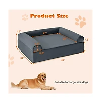 Orthopedic Dog Bed Memory Foam Pet Bed with Headrest for Large Dogs