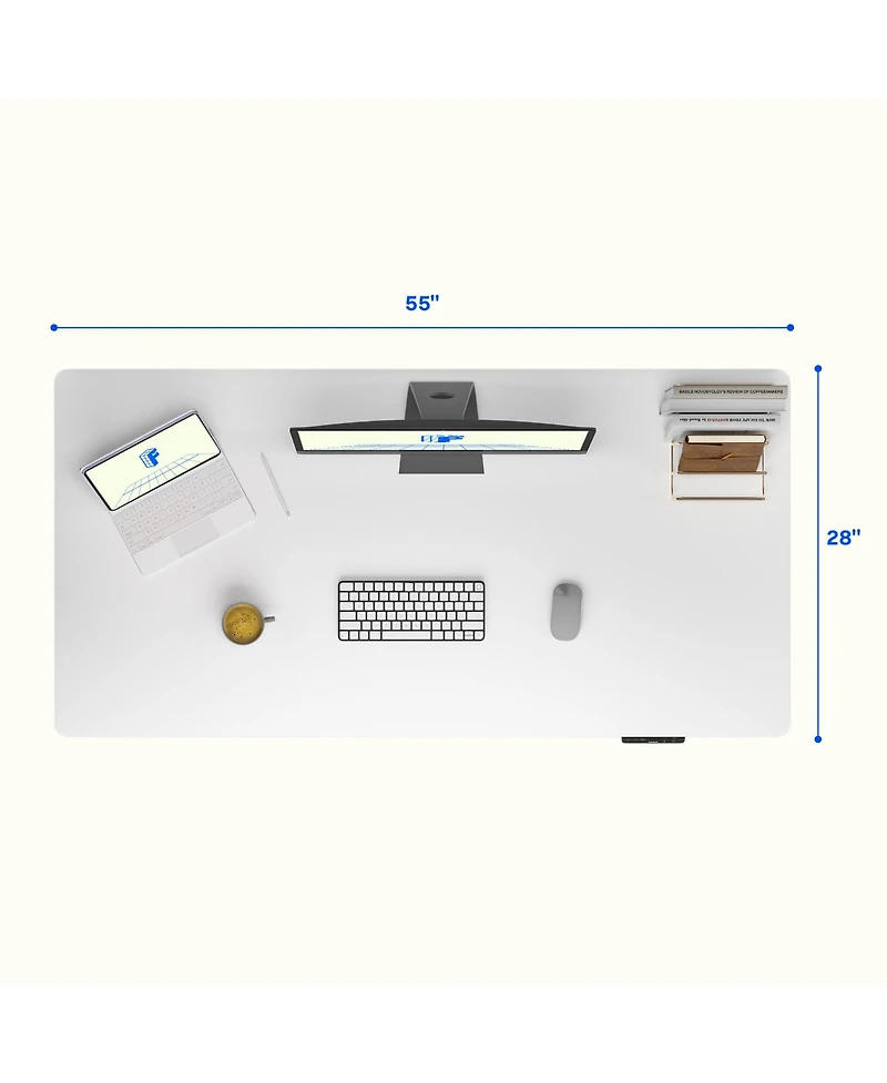 Flexispot E7-commercial 55 W Electric Adjustable Standing Desk, Rectangular Chipboard Top & Base, All White