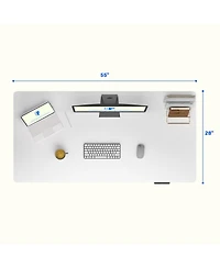 Flexispot E7-commercial 55 W Electric Adjustable Standing Desk, Rectangular Chipboard Top & Base, All White