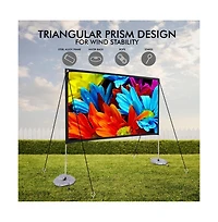 Pyle 80" Portable Outdoor Projection Screen – Lightweight Frame Stand, Hd 16:9 Display