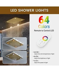 Casainc Led Light Ceiling-Mounted Thermostatic Shower System With Body Jets Handheld