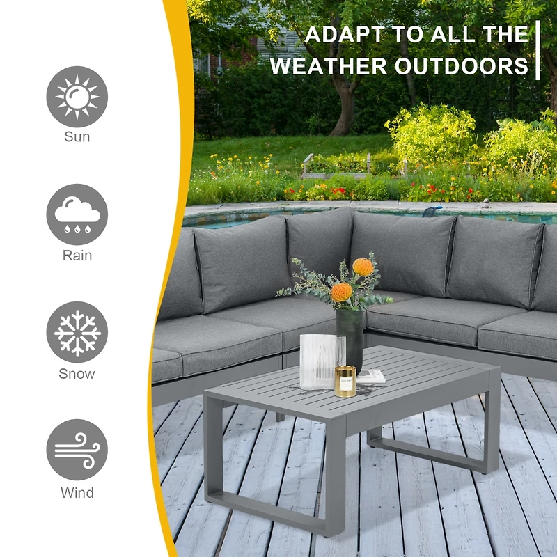 Aoodor Stylish and Durable Aluminum Outdoor Coffee Table Grey