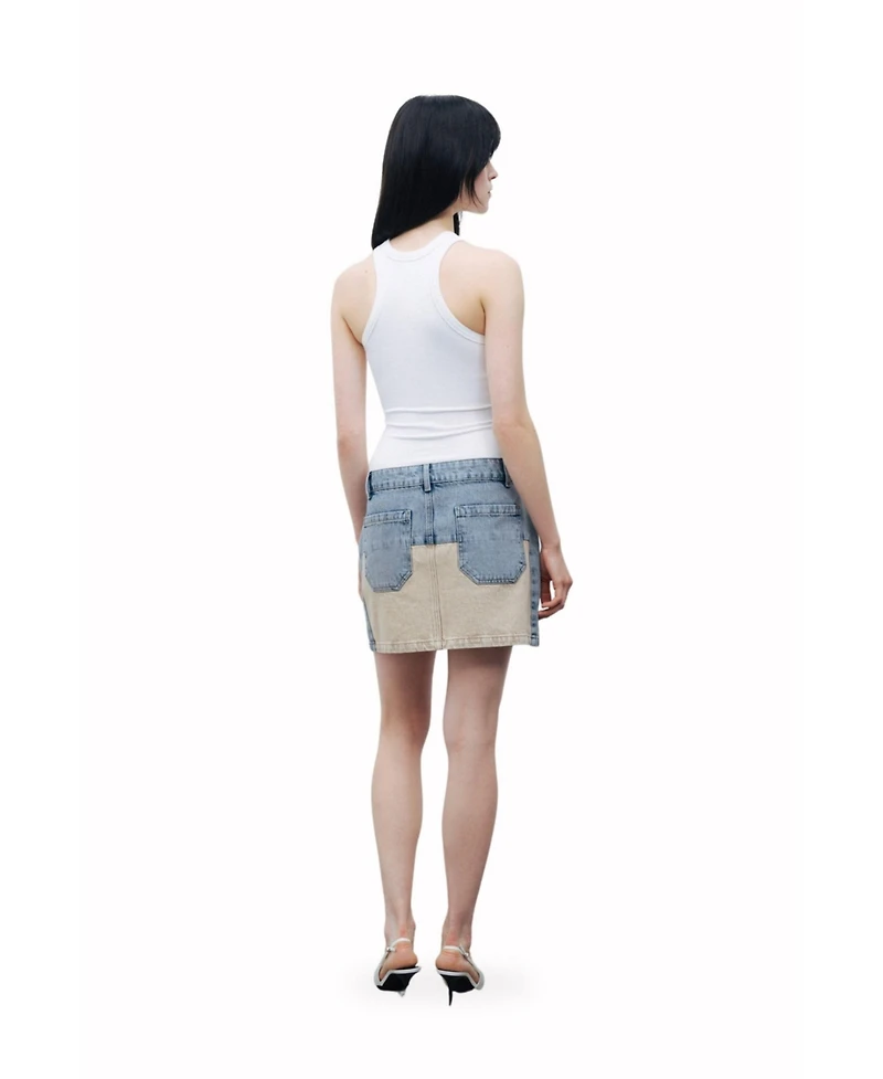Nocturne Women's Washed Mini Denim Skirt