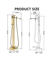 Freestanding Floor Mounted Bathtub Faucet with Hand Shower - Modern Design, Anti-Scald, and Easy Installation