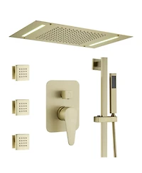 Casainc Led Light Pressure-balanced Valve Included All-In-One Kit With Rough In-Valve Thermostatic Shower System Body Jets