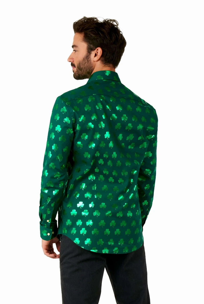 OppoSuits Big & Tall St. Paddy's Day Shirt - Patrick's Party Wear Slim Fit Pats Green Long sleeve
