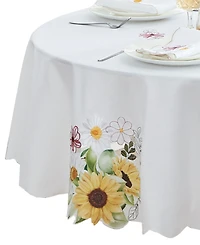 Elrene Sunflower and Daisies Cutwork Tablecloth