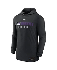 Nike Men's Heather Black Colorado Rockies Authentic Collection Tri-Blend Performance Pullover Hoodie