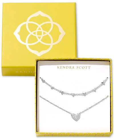 Kendra Scott 2-Pc. Set Pave Heart 19" Necklaces